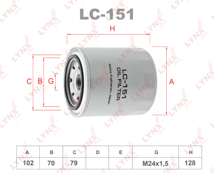 Фильтр масляный LC151 LYNXauto
